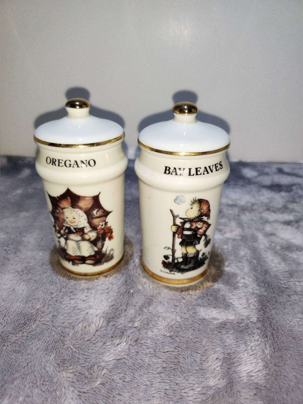 vintage 1987 M.J. Hummel spice jars
